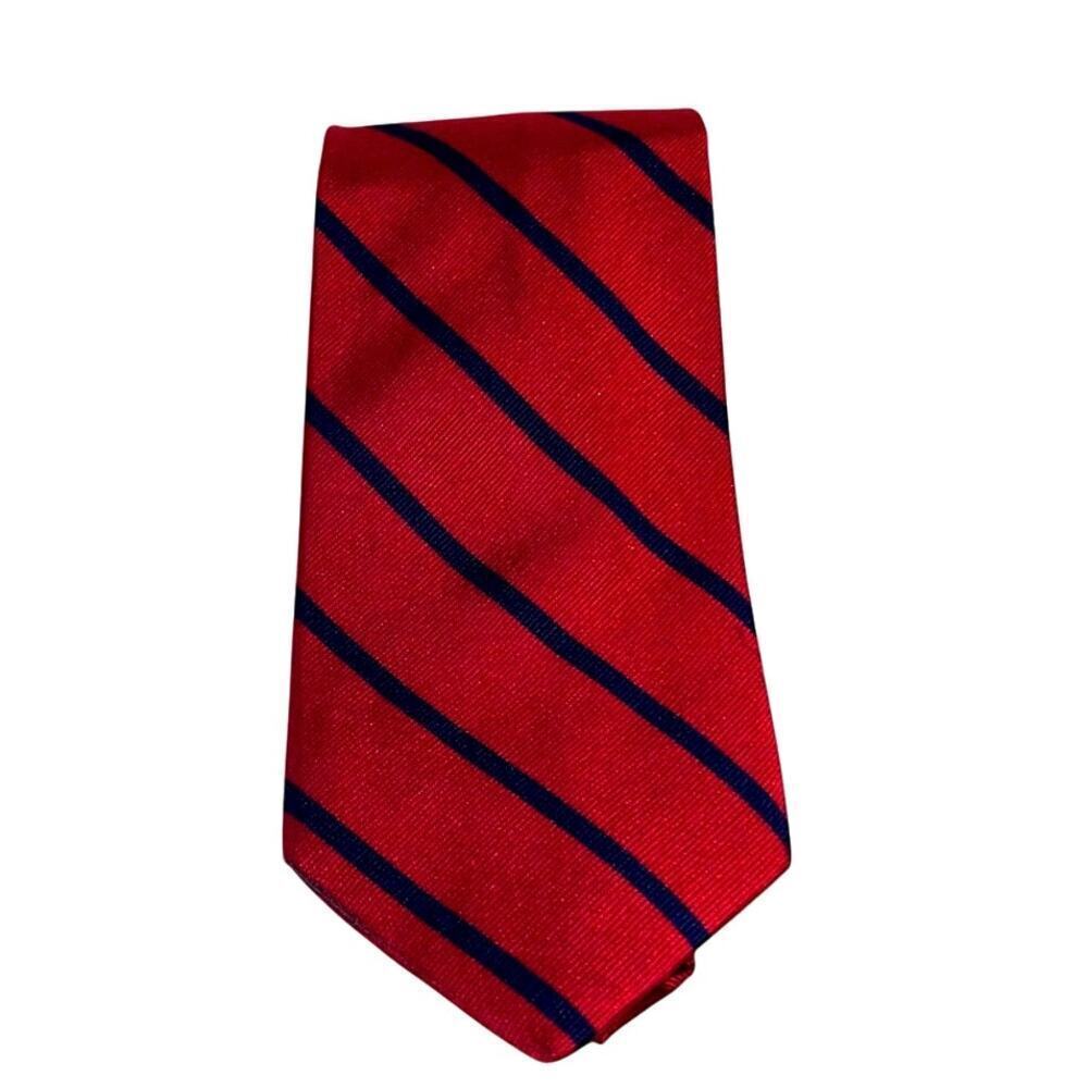 Brooks Brothers 100% Silk woven in England made in USA red blue striped tie